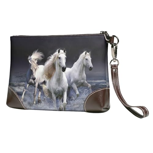 EgoMed Pferd,Handgelenktaschen PU-Leder Clutch Damen Reißverschluss Geldbörse Brieftasche Handtasche mit Handschlaufe von EgoMed