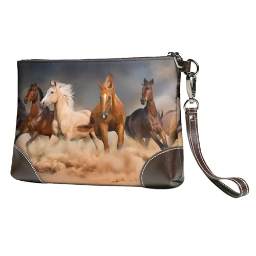 EgoMed Pferderennen,Handgelenktaschen PU-Leder Clutch Damen Reißverschluss Geldbörse Brieftasche Handtasche mit Handschlaufe von EgoMed