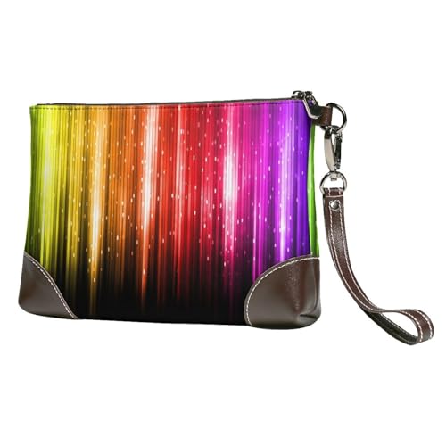 EgoMed Regenbogenglitzer,Handgelenktaschen PU-Leder Clutch Damen Reißverschluss Geldbörse Brieftasche Handtasche mit Handschlaufe von EgoMed