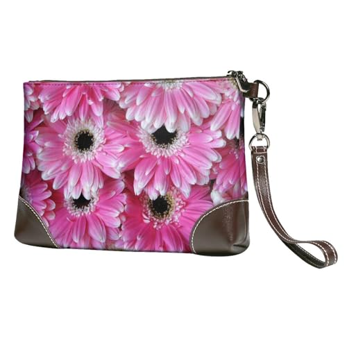 EgoMed Rosa Blume,Handgelenktaschen PU-Leder Clutch Damen Reißverschluss Geldbörse Brieftasche Handtasche mit Handschlaufe von EgoMed
