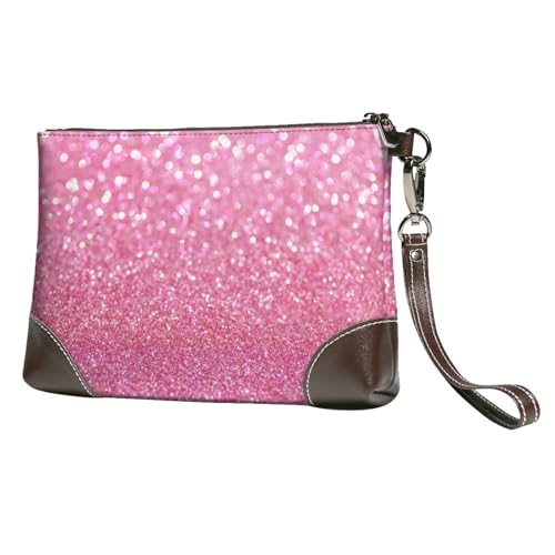 EgoMed Rosa Glitzer,Handgelenktaschen PU-Leder Clutch Damen Reißverschluss Geldbörse Brieftasche Handtasche mit Handschlaufe von EgoMed