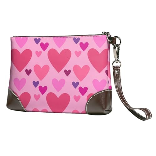 EgoMed Rosa Liebesform,Handgelenktaschen PU-Leder Clutch Damen Reißverschluss Geldbörse Brieftasche Handtasche mit Handschlaufe von EgoMed
