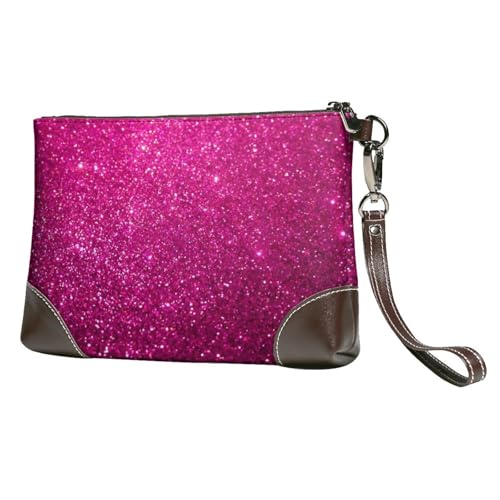 EgoMed Rosa funkelnder Glitzer,Handgelenktaschen PU-Leder Clutch Damen Reißverschluss Geldbörse Brieftasche Handtasche mit Handschlaufe von EgoMed