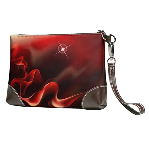 EgoMed Rote Flamme gedruckt,Handgelenktaschen PU-Leder Clutch Damen Reißverschluss Geldbörse Brieftasche Handtasche mit Handschlaufe von EgoMed