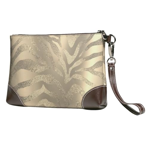 EgoMed Safari African Gold Glam Zebra Animal Skin Sepia,Handgelenktaschen PU-Leder Clutch Damen Reißverschluss Geldbörse Brieftasche Handtasche mit Handschlaufe von EgoMed