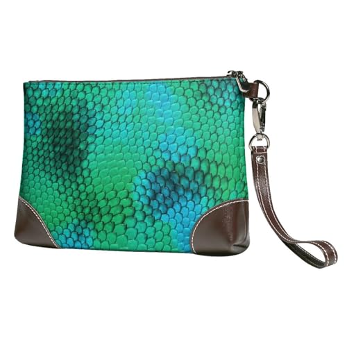 EgoMed Schlangenschuppe,Handgelenktaschen PU-Leder Clutch Damen Reißverschluss Geldbörse Brieftasche Handtasche mit Handschlaufe von EgoMed