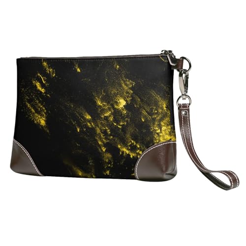 EgoMed Schwarzgoldmode,Handgelenktaschen PU-Leder Clutch Damen Reißverschluss Geldbörse Brieftasche Handtasche mit Handschlaufe von EgoMed