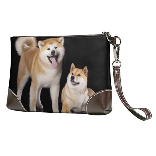 EgoMed Shiba Inu Akita Inu,Handgelenktaschen PU-Leder Clutch Damen Reißverschluss Geldbörse Brieftasche Handtasche mit Handschlaufe von EgoMed