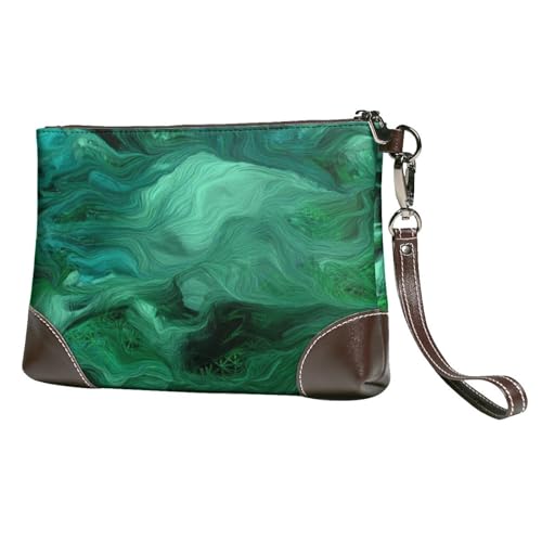 EgoMed Smaragdgrün,Handgelenktaschen PU-Leder Clutch Damen Reißverschluss Geldbörse Brieftasche Handtasche mit Handschlaufe von EgoMed