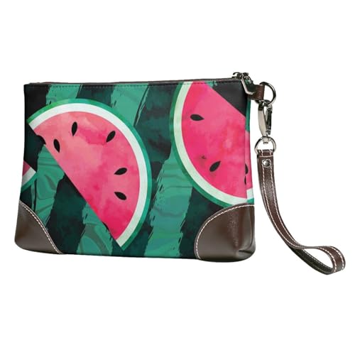 EgoMed Sommer Wassermelone Cool,Handgelenktaschen PU-Leder Clutch Damen Reißverschluss Geldbörse Brieftasche Handtasche mit Handschlaufe von EgoMed