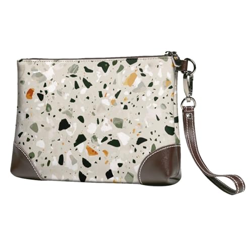 EgoMed Terrazzo,Handgelenktaschen PU-Leder Clutch Damen Reißverschluss Geldbörse Brieftasche Handtasche mit Handschlaufe von EgoMed