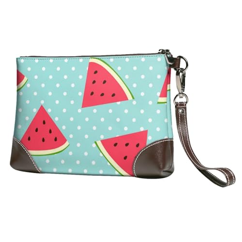 EgoMed Wassermelone,Handgelenktaschen PU-Leder Clutch Damen Reißverschluss Geldbörse Brieftasche Handtasche mit Handschlaufe von EgoMed