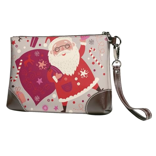EgoMed Weihnachtsmann,Handgelenktaschen PU-Leder Clutch Damen Reißverschluss Geldbörse Brieftasche Handtasche mit Handschlaufe von EgoMed