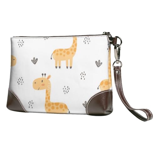 EgoMed Weiße Tiergiraffe,Handgelenktaschen PU-Leder Clutch Damen Reißverschluss Geldbörse Brieftasche Handtasche mit Handschlaufe von EgoMed