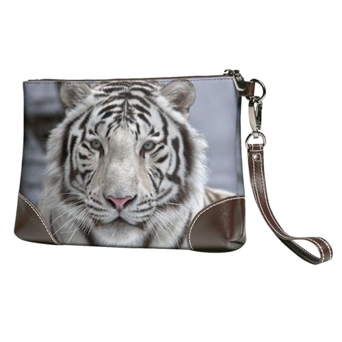 EgoMed Weißer Tiger,Handgelenktaschen PU-Leder Clutch Damen Reißverschluss Geldbörse Brieftasche Handtasche mit Handschlaufe von EgoMed