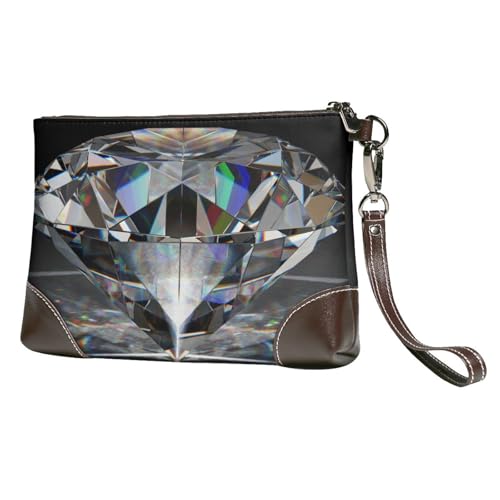 EgoMed Wunderschöner Schmuck mit schwarzen Diamanten,Handgelenktaschen PU-Leder Clutch Damen Reißverschluss Geldbörse Brieftasche Handtasche mit Handschlaufe von EgoMed