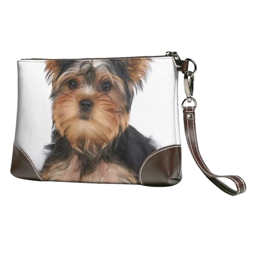 EgoMed Yorkshire Terrier,Handgelenktaschen PU-Leder Clutch Damen Reißverschluss Geldbörse Brieftasche Handtasche mit Handschlaufe von EgoMed