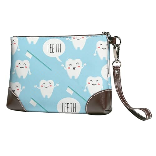 EgoMed Zahn,Handgelenktaschen PU-Leder Clutch Damen Reißverschluss Geldbörse Brieftasche Handtasche mit Handschlaufe von EgoMed