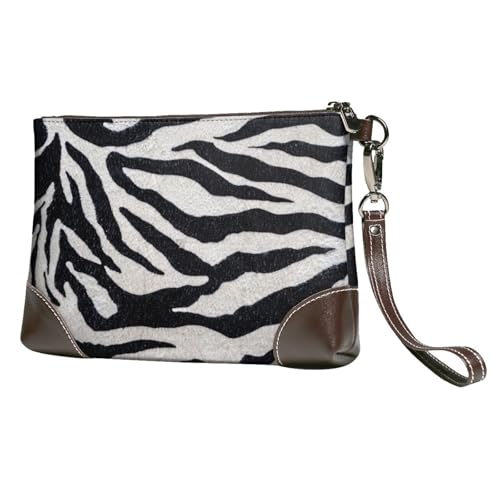 EgoMed Zebrafellstruktur,Handgelenktaschen PU-Leder Clutch Damen Reißverschluss Geldbörse Brieftasche Handtasche mit Handschlaufe von EgoMed