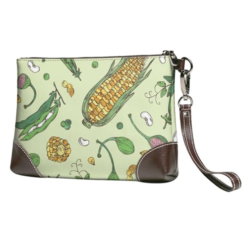 Mais Erbsen Schote Bohnen Schote Kapern,Handgelenktaschen PU-Leder Clutch Damen Reißverschluss Geldbörse Brieftasche Handtasche mit Handschlaufe von EgoMed