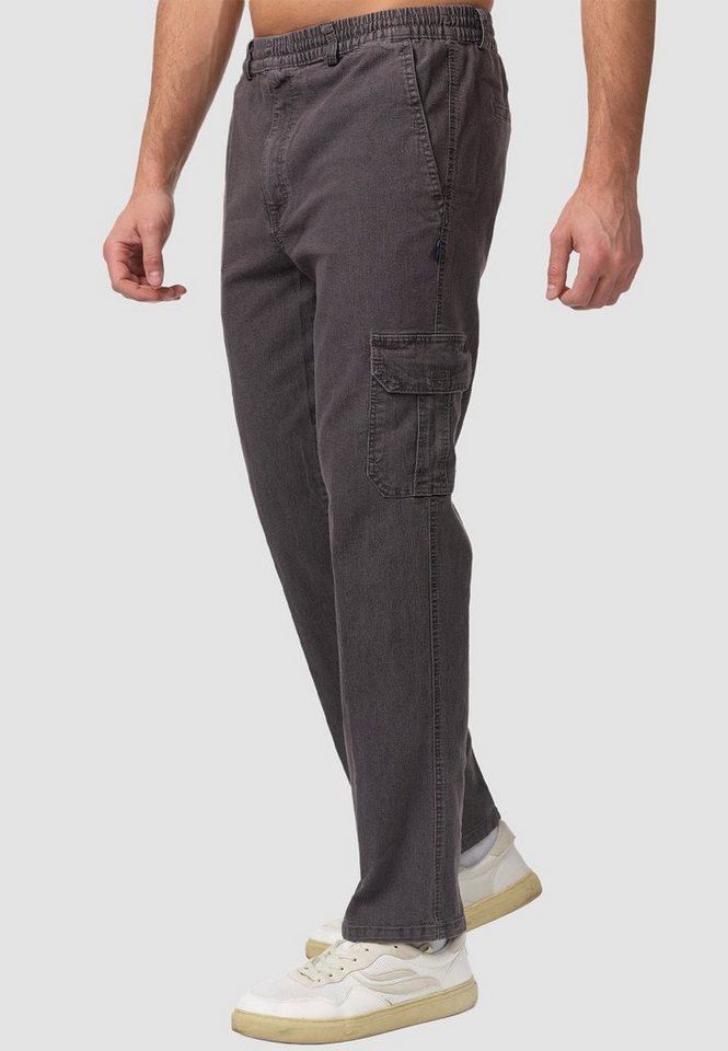 Egomaxx Cargohose Stretch Cargo Hose Straight Leg Pants mit Tunnelzug Schnürung 5175 in Hellgrau von Egomaxx