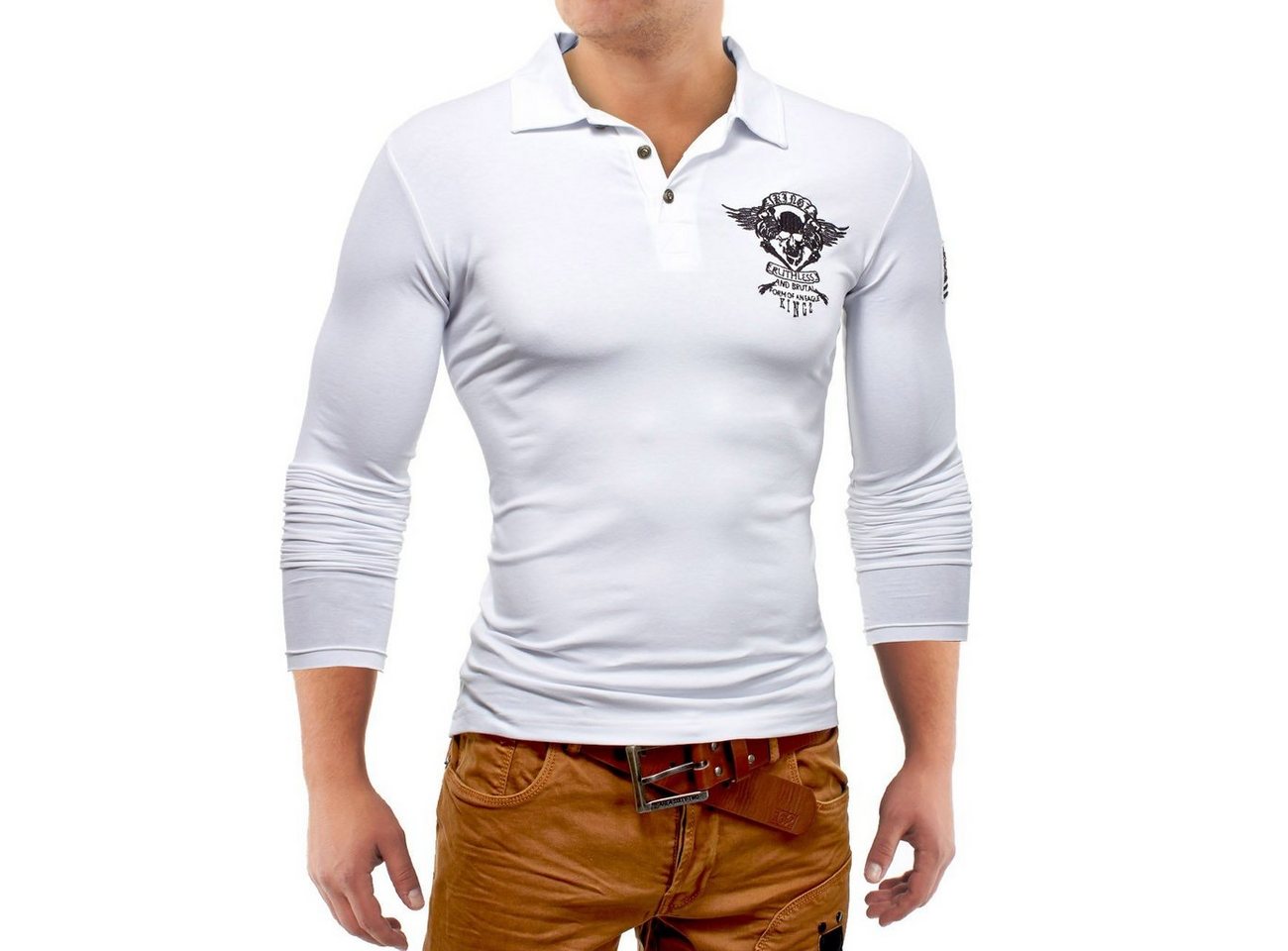 Egomaxx Longsleeve Adler Longsleeve Skull Wings ID1167 2 Farben (1-tlg) 1167 in Weiß von Egomaxx