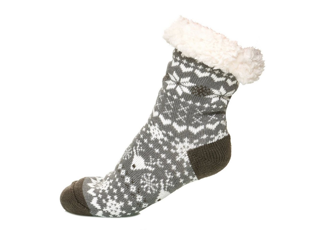 Egomaxx Socken Thermo Socken Kuschelsocken Anti Rutsch Sohle Gefüttert (casual) 2614 in Dunkelgrau von Egomaxx