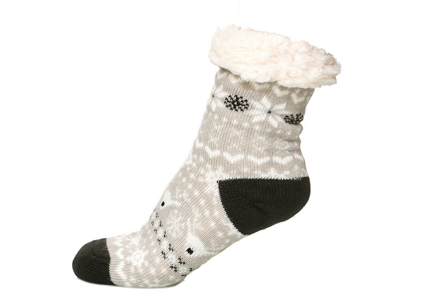 Egomaxx Socken Thermo Socken Kuschelsocken Anti Rutsch Sohle Gefüttert (casual) 2614 in Grau von Egomaxx