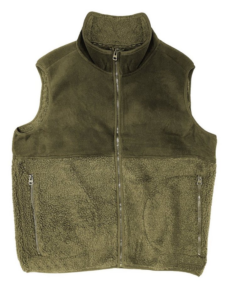 Egomaxx Funktionsweste Fleece Weste Kunstfell Warme Jacke Ärmellos ohne Kapuze 6764 in Olive von Egomaxx