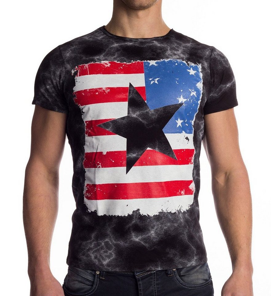 Egomaxx T-Shirt T-Shirt Hemd Amerika USA Stern Flagge Jersey (1-tlg) 1479 in Schwarz von Egomaxx