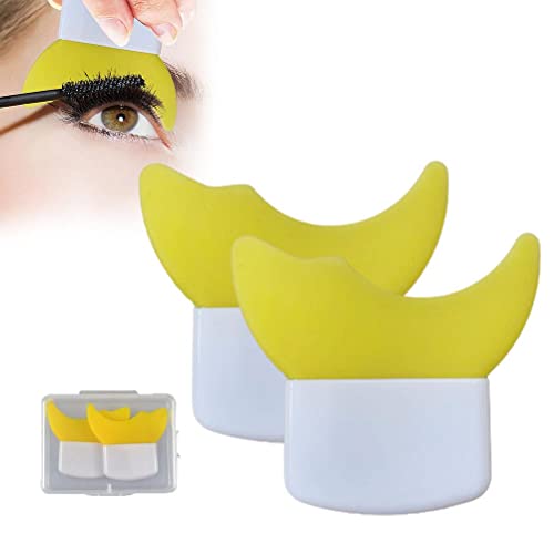 2 Stück Mascara- und Lidschatten-Schutz-Applikator-Schutzpolster, Hilfsschutz-Werkzeug für Wimpern-Make-up (Gelbe zwei+Boxen) von Egujiwa