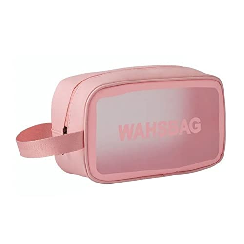 Egujiwa Transparente Make-up-Tasche, Große Kapazität, wasserdichte Reise-Kosmetiktasche mit Griff für Damen (Rosa 1300 ml) von Egujiwa