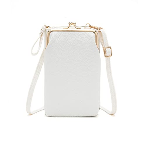 Egurs Damen Handy Umhängetasche Verstellbar Schultergurt Crossbody Tasche PU-Leder mit Handyfach Handy Geldbeutel Geldbörse für Mädchen Aprikose Weiß von Egurs