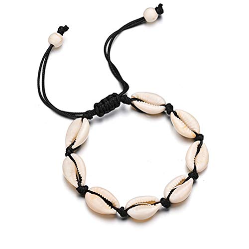 Egurs Hawaiian Style Armband Natürliche Muschel Handgewebte Verstellbare Fußkette Meer Strand Ferien Schwarz Egurs Hawaiian Style Armband Natürliche Muschel Handgewebte Verstellbare Fußkette Meer Strand Ferien Schwarz von Egurs