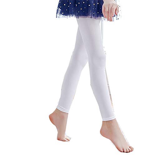 Egurs Kinder Ballett Strumpfhose ohne fuß Mädchen Ballett Leggings Ballettstrumpfhose Tanz Strumpfhosen Weiß Tanzstrumpfhose Legging Strümpfe 90D M von Egurs