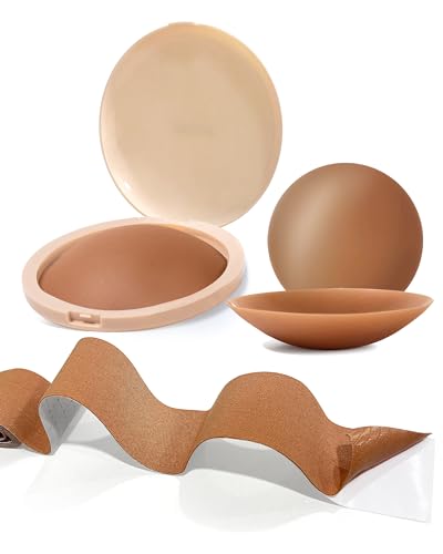 Egussi Nippelpads, 2 Paar Ultra Dünne Nippel Covers Wiederverwendbar Brustwarzenabdeckung mit Brustband – Unsichtbare Nipple Pads für rückenfreie Kleider von Egussi