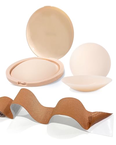 Egussi Nippelpads, 2 Paar Ultra Dünne Nippel Covers Wiederverwendbar Brustwarzenabdeckung mit Brustband – Unsichtbare Nipple Pads für rückenfreie Kleider von Egussi