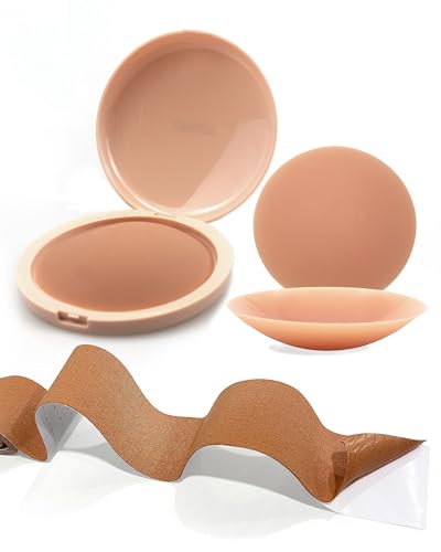 Egussi Nippelpads, 2 Paar Ultra Dünne Nippel Covers Wiederverwendbar Brustwarzenabdeckung mit Brustband – Unsichtbare Nipple Pads für rückenfreie Kleider von Egussi