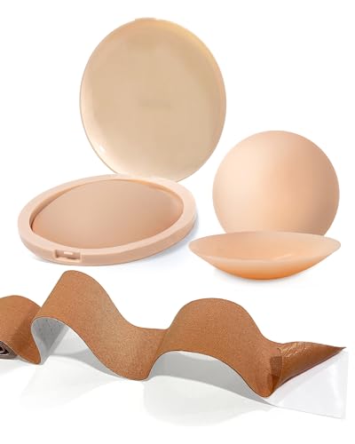 Egussi Nippelpads, 2 Paar Ultra Dünne Nippel Covers Wiederverwendbar Brustwarzenabdeckung mit Brustband – Unsichtbare Nipple Pads für rückenfreie Kleider von Egussi