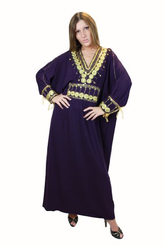 Damen Kaftan im Oriental Style, Einheitsgröße M bis XXXL (40-58), lila von Egypt Bazar