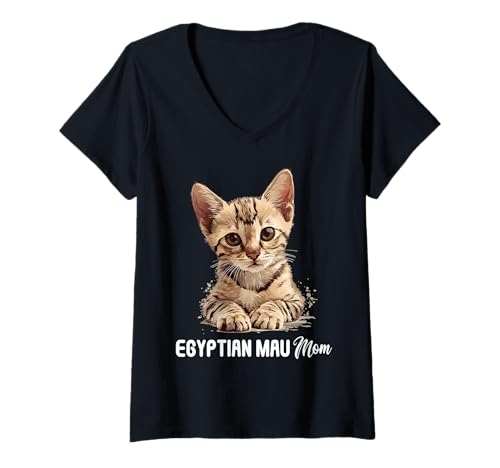 Damen Egyptian Mau Mom Kätzchen Katze Ägyptische Mau T-Shirt mit V-Ausschnitt Damen Egyptian Mau Mom Kätzchen Katze Ägyptische Mau T-Shirt mit V-Ausschnitt von Egyptian Mau Cat Egyptian Mau Katze Haustier Shop