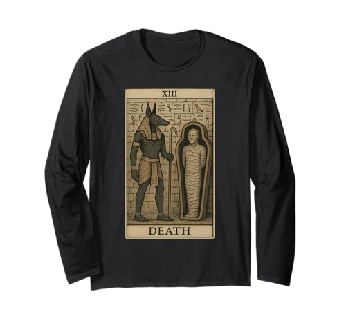 Death Tarotkarte Anubis Mama Altes Ägypten Langarmshirt Death Tarotkarte Anubis Mama Altes Ägypten Langarmshirt von Egyptian Mythology Major Arcana Card Design