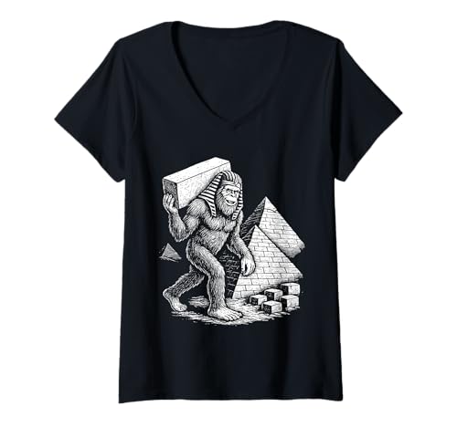 Damen Funny Pharao Bigfoot Pyramide altägyptisch T-Shirt mit V-Ausschnitt Damen Funny Pharao Bigfoot Pyramide altägyptisch T-Shirt mit V-Ausschnitt von Egyptian Sasquatch Ancient Egypt Mythology Design