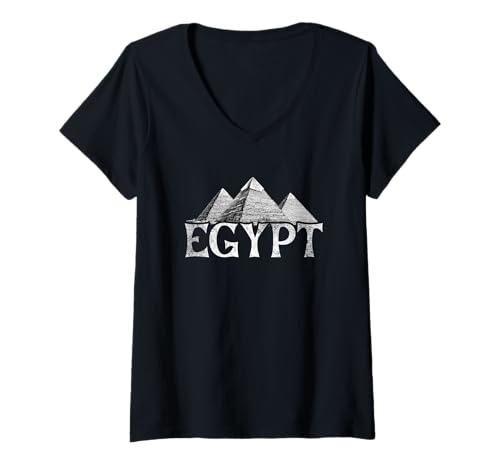 Damen Ägypten | Urlaubsreisen | Pyramiden T-Shirt mit V-Ausschnitt von Egyptian Travel Egypt Souvenir Apparel
