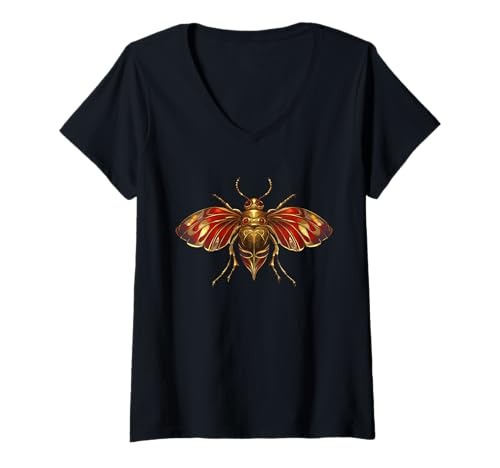 Damen Skarabäus Käfer | Skarabäus Insekt Bug Ägypten Mythologie T-Shirt mit V-Ausschnitt von Egyptian ancient Scarab Beetle Apparel