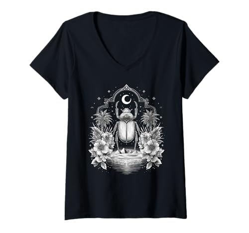 Damen Skarabäus Käfer | Skarabäus Insekt Bug Ägypten Mythologie T-Shirt mit V-Ausschnitt Damen Skarabäus Käfer | Skarabäus Insekt Bug Ägypten Mythologie T-Shirt mit V-Ausschnitt von Egyptian ancient Scarab Beetle Apparel