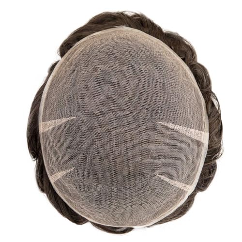 Ehairc Haar System für Männer Voll Schweizer Spitze Toupet für Männer 100% Echthaar Atmungsaktiv Herren Toupet Haaransatz Bleichen Knoten Natürliche 90% Dichte 8X10“（#1） von Ehairc