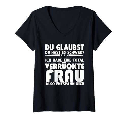 Damen Hetz Mich Nicht Ich Liebe Meine Ehefrau Verrückte kostüme T-Shirt mit V-Ausschnitt Damen Hetz Mich Nicht Ich Liebe Meine Ehefrau Verrückte kostüme T-Shirt mit V-Ausschnitt von Ehe witze Hetz mich nicht Verrückte kostüme frauen