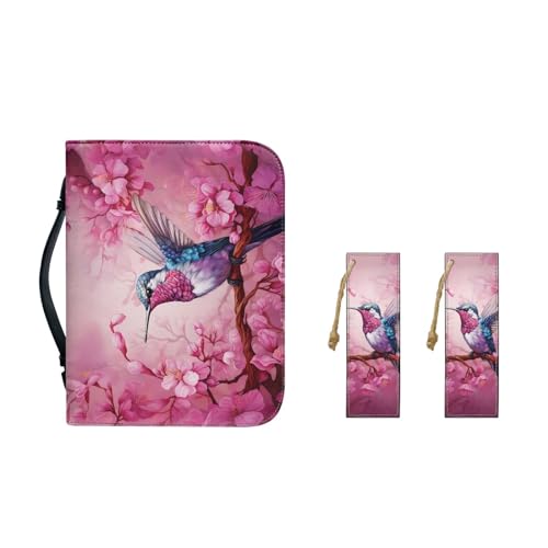 Eheartsgir Kolibri-Kirschblüten-Bibelhüllen, Tragetasche für Damen, wasserdicht, Kunstleder, große Kirchentasche mit robustem Griff und Lesezeichen Eheartsgir Kolibri-Kirschblüten-Bibelhüllen, Tragetasche für Damen, wasserdicht, Kunstleder, große Kirchentasche mit robustem Griff und Lesezeichen von Eheartsgir