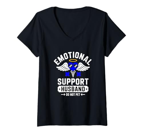 Damen Emotional Support Husband Do Not Pet Medizin Humor Rettung T-Shirt mit V-Ausschnitt Damen Emotional Support Husband Do Not Pet Medizin Humor Rettung T-Shirt mit V-Ausschnitt von Ehemann Humor Rettungsdienst Medizin Sanitäter